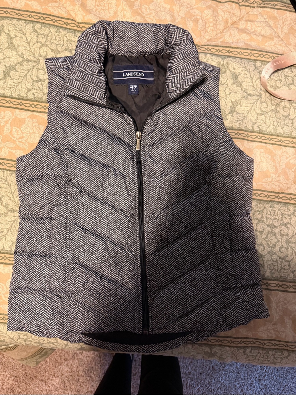 Lands' End Women's Navy Herringbone Quilted Vest